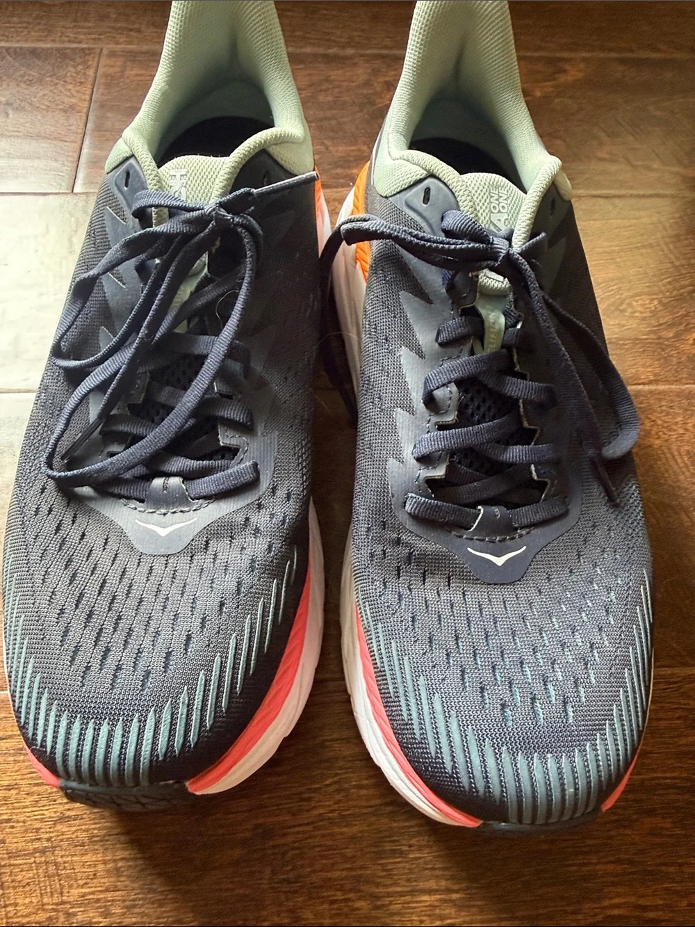 Hoka Women’s Running Shoes - size 10 great condition Navy/Orange